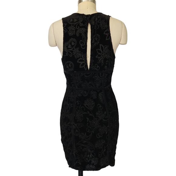 Intimately Free People Velvet Burnout Mini Dress Size L Black Bodycon Sleeveless - Picture 6 of 7